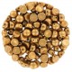 Czech 2-hole Cabochon beads 6mm Alabaster Metallic Brass